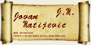 Jovan Matijević vizit kartica